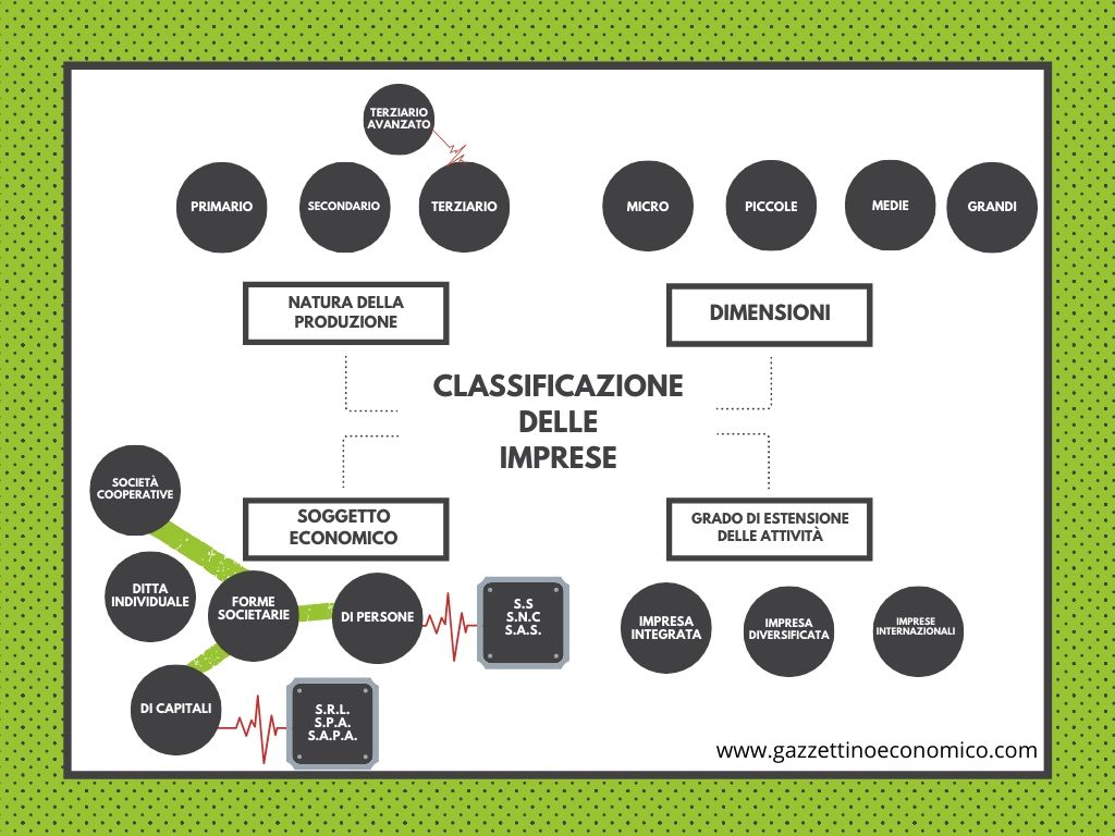 Mappa concettuale classificazione delle imprese