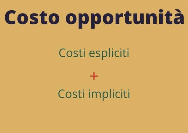 Costo opportunità: costi espliciti + costi impliciti