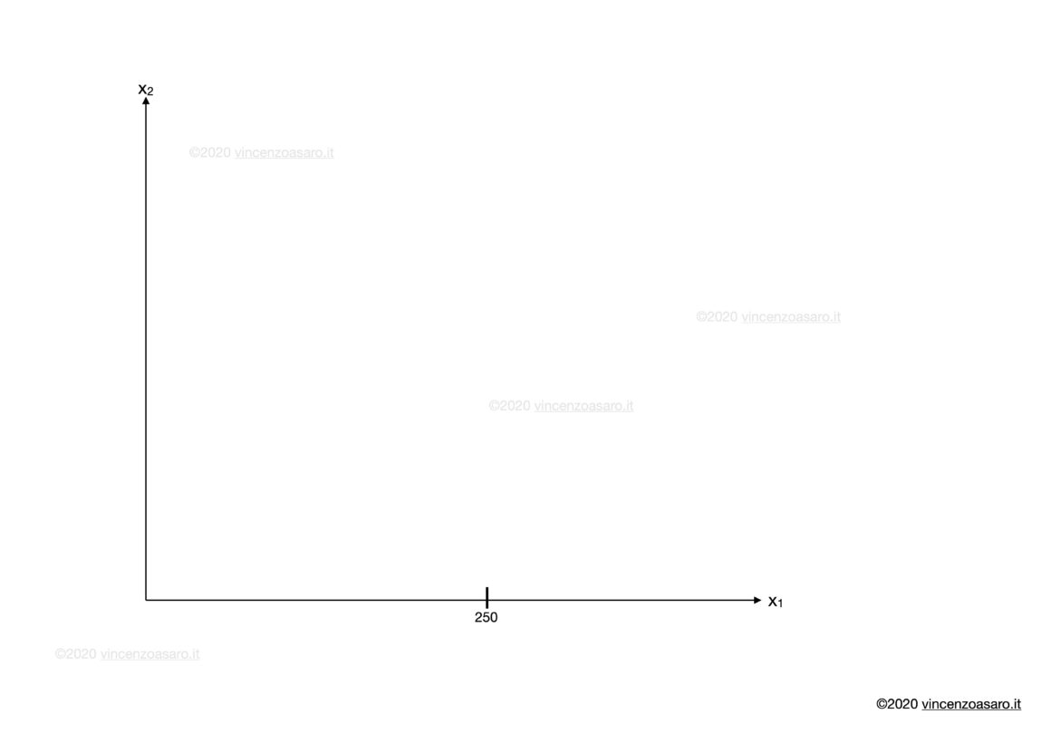 Esercizi svolti vincolo di bilancio: rappresentazione grafica intersezione con l'asse 1