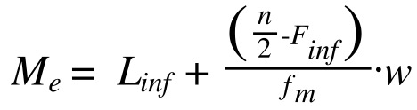 Formula del calcolo della mediana per classi - Metodo dell'interpolazione